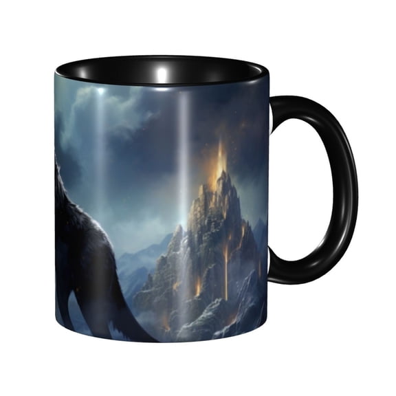 Wolf Coffee Mug Fun Custom Ceramic Mugs 11oz Black