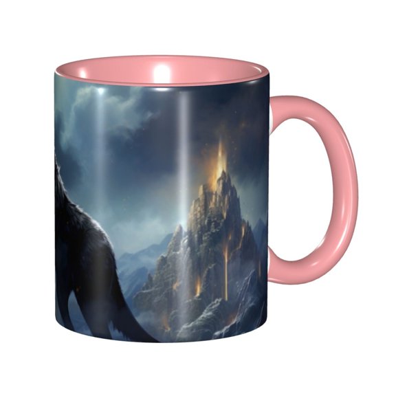 Wolf Coffee Mug Fun Custom Ceramic Mugs 11oz Pink