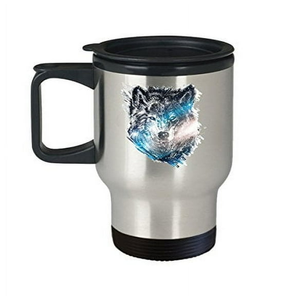 Wolf Coffee Travel Mug - 14 Oz Stainless Steel Wildlife Gift for Outdoor Lovers