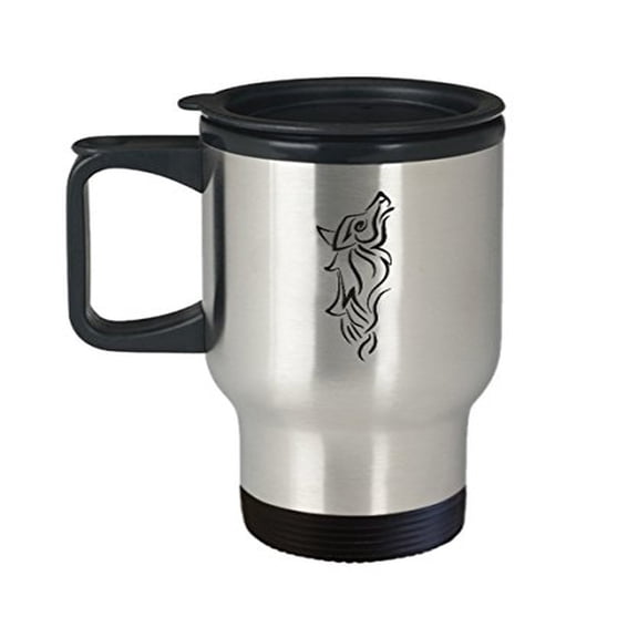 Wolf Coffee Travel Mug - 14 oz Stainless Steel Animal Lover Gift