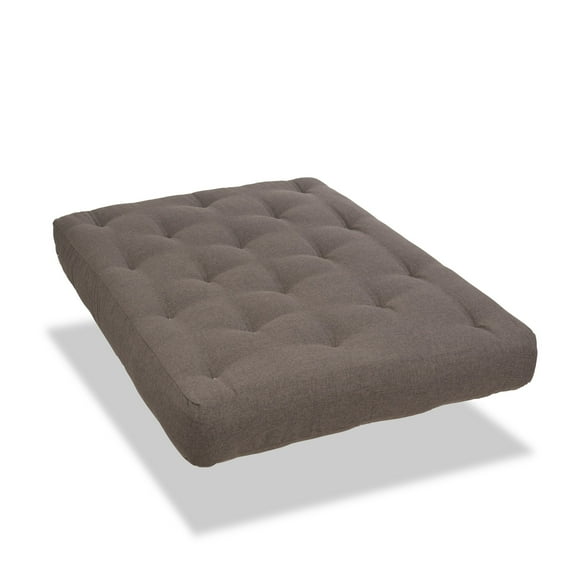 Wolf - Comfort Plus 8" Cotton and Foam Futon Mattress Queen, Antelope Brown Upholstery Grade Fabric