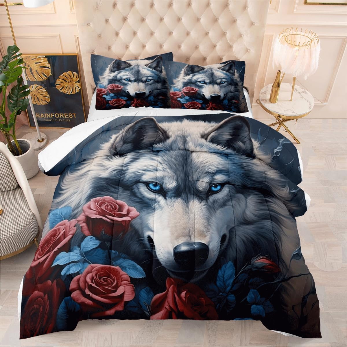 Wolf Comforter Set 3D Tie Dye Wolf Bedding Set for Kids Teens Room ...