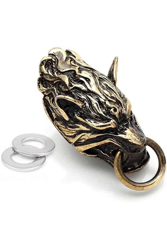 Wolf Concho Screw Back Conchos Wallet Connector Key Chain Leathercraft 2 pcs (Bronze)