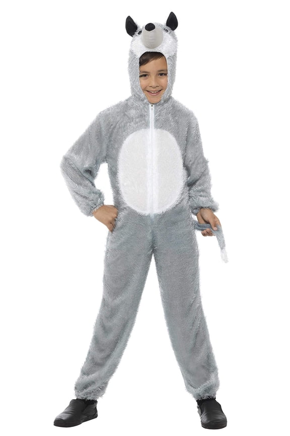Wolf Costume Kids Grey Childrens Animal Small Unisex Fancy Dress Party Book Week Halloween