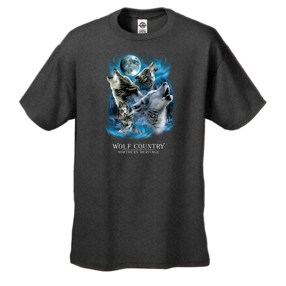 Wolf Country Howling at The Moon Short Sleeve T-shirt-HeatherGray-Small