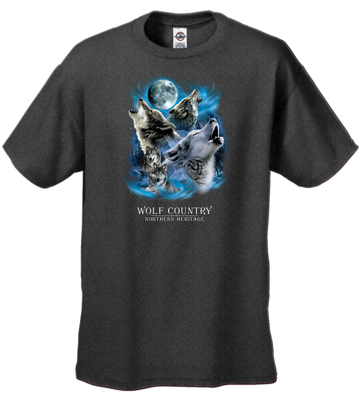 Wolf Country Howling at The Moon Short Sleeve T-shirt-HeatherGray-XXL ...