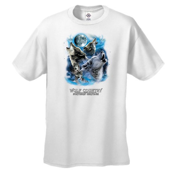 Wolf Country Howling at The Moon Short Sleeve T-shirt-White-Medium