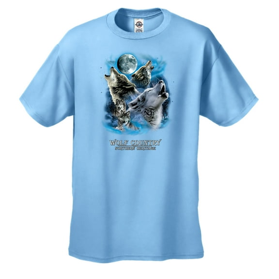 Wolf Country Howling at The Moon Short Sleeve T-shirt-lightblue-XL