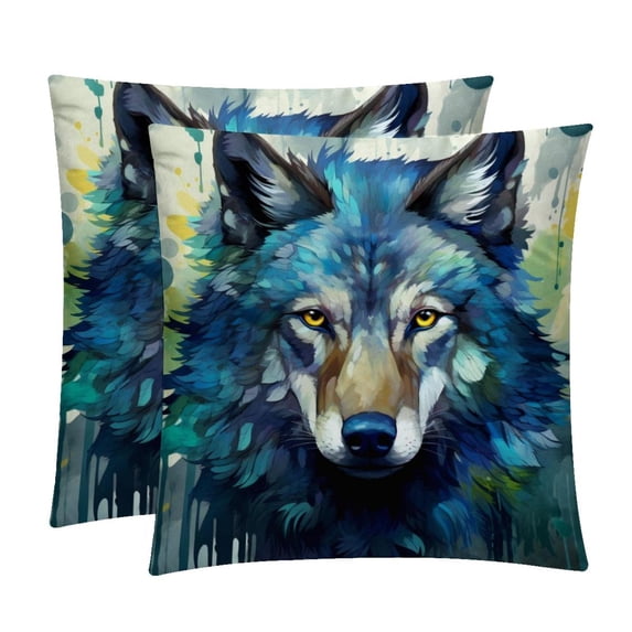 Wolf Covers with Unique Patterns, Set of 2 Decorative Throw Pillow Inserts for Sofa Bed Couch, 16x16/18x18/20x20 Inches, Ideal for Home Decor and Gifting