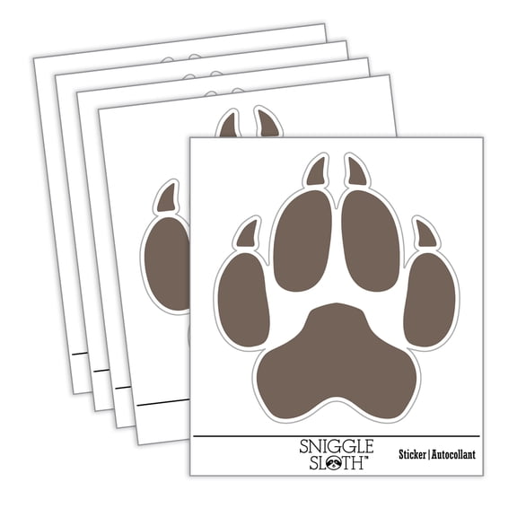 Wolf Coyote Paw Print Car Window Bumper Water Bottle Phone Tablet Laptop Waterproof Vinyl Decal Sticker Set 5-Pack - Gloss Finish - 5.0"