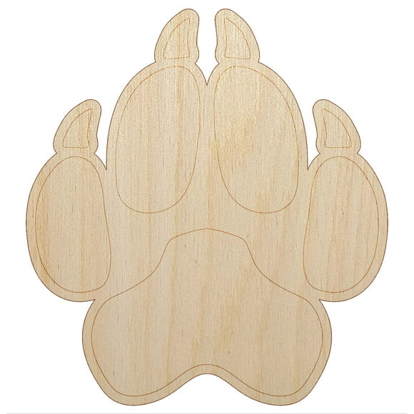 Wolf Coyote Paw Print Wood Shape Unfinished Piece Cutout Craft DIY Projects - 4.70 Inch Size - 1/8 Inch Thick