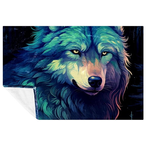 Wolf Cozy Microfiber Printed Throw Blanket - Soft, Warm, and Lightweight - for Sofa, Bed, Couch, Office, and Camping