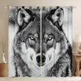 thumbnail image 1 of Wolf Curtains ,Jungle Wild Animal Snowy Window Drapes Bedroom,Photography Style Wildlife Gray White Window Treatment Block 30%-50% Light 2 Panels,42Wx90L, 1 of 6