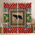 thumbnail image 1 of Wolf Curtains Tribal Aztec 30%-50% Blackout Curtains Cabin Decor Colorful Southwestern Darkening Curtains Western Bedroom Decor Retro Wooden Grain Window Treatments Bedroom Living Room Decor 42"X63", 1 of 5