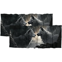 Wolf Curtains Valances for Home Decor Rustic Dark Trees Gothic Wildlife Animal Scenery Woodland Window Treatment Valance Curtains for Bathroom 54 by 18 in, 2 Panel