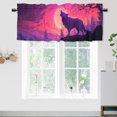 thumbnail image 1 of Wolf Curtains Valances for Home Decor Wild Animal Howling Under The Moon Purple Starry Sky Window Treatment Valance Curtains for Bathroom 54 by 18 in, 1 Panel, 1 of 6