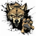 thumbnail image 1 of Wolf Decal Sticker with Paws, 3D Brown Wolf Sticker, Wolf Claw Graphic Decal, Wolf Motif for Car Exterior, Wolf and Paw Decals for Car Decoration, Work for Laptop, Guitar Case, Helmet, (Brown), 1 of 3