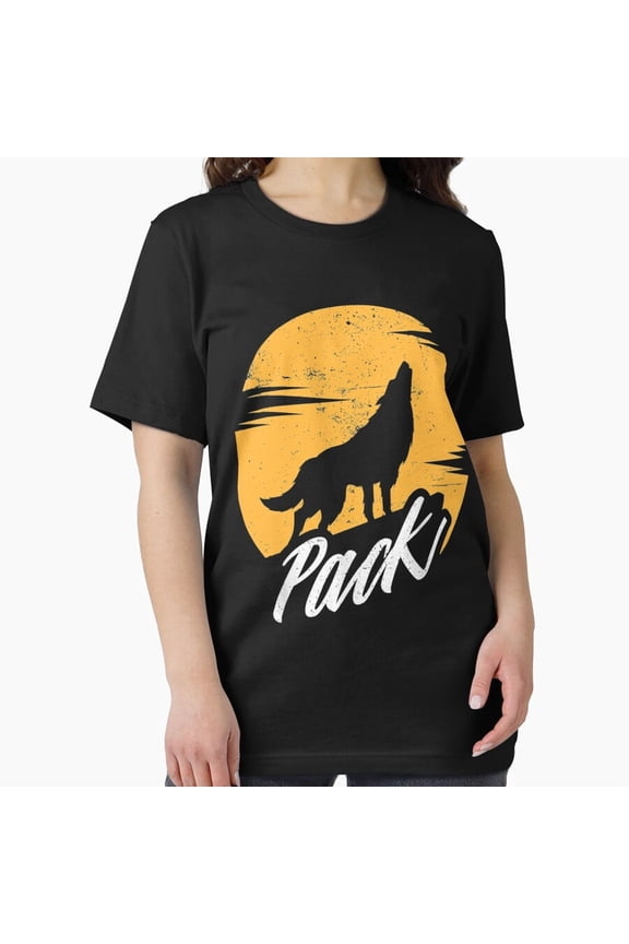 Wolf Design Pack Wolves Tribal Wilderness Silhouette Nature Art Unisex T-Shirt, up to size 5XL