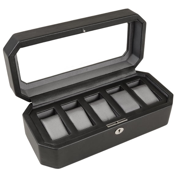 Wolf 4583029 Windsor 5 Piece Watch Box in Black & Grey MSRP $215