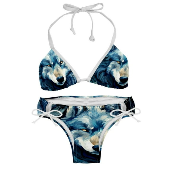 Wolf Detachable Sponge, Adjustable Strap, Bikini Set Two-Pack Swim Suit – Beach, Pool, Vacation
