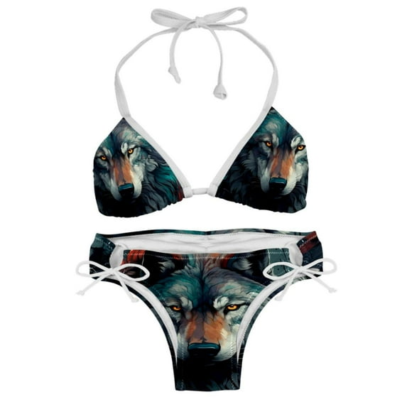 Wolf Detachable Sponge Adjustable Strap Bikini Set Two-Pack Swimsuits for Women