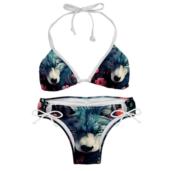 Wolf Detachable Sponge Adjustable Strap Bikini Set - Two-Pack - Versatile Swimwear for All Occasions!