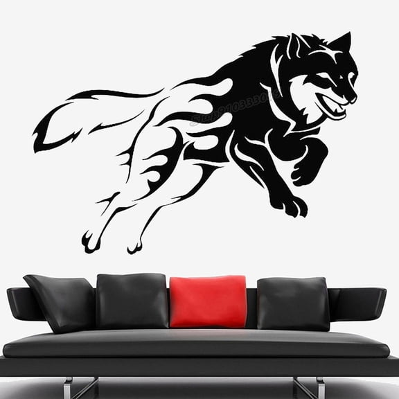 Wolf Dog wall decal Wolf Wall Tattoo Vinyl Wall Stickers for Home Bedroom Decor Mural 42x29cm