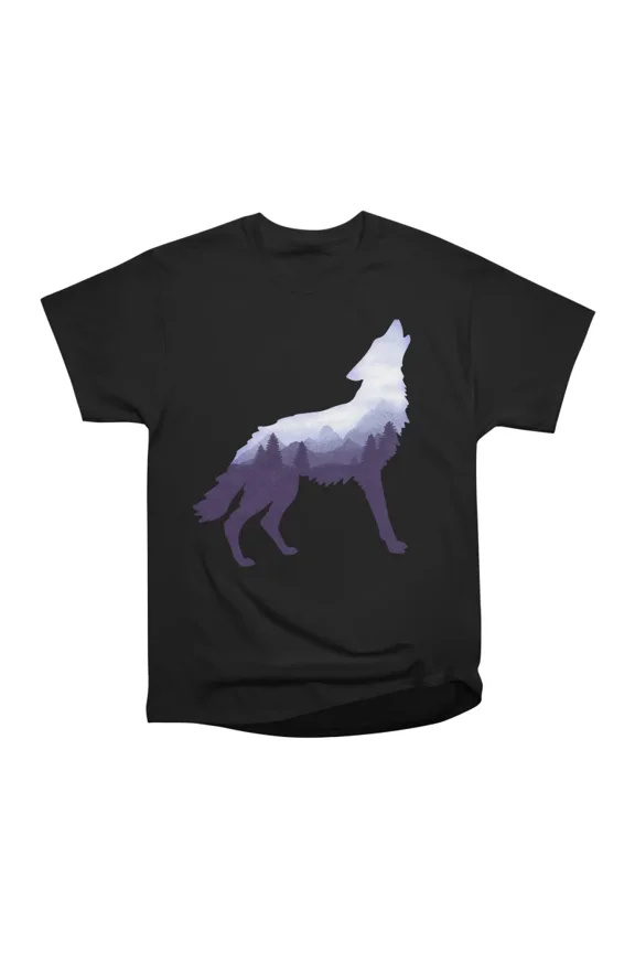 Wolf Double Exposure T-Shirt Tee Gift For Him Merch For Her Apparel For Friend