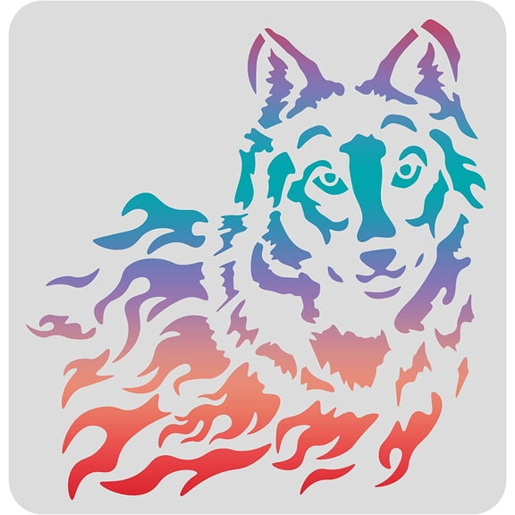 Wolf Drawing Painting Stencils Templates - 11.8x11.8inch Wolf Pattern Plastic Reusable Stencils