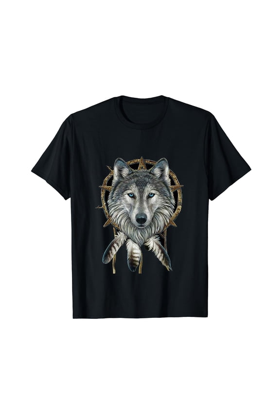 Wolf Dream Catcher T-Shirt for Men Cotton 100% Dreamcatcher Summer Tops Women Fashion Casual Short Sleeves