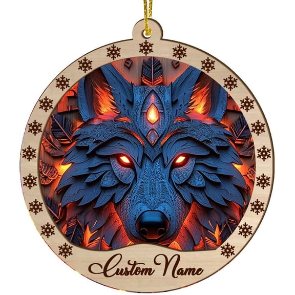 Wolf Dreamcatcher Stained Glass Style Wall or Window Hanging, Suncatchers 6 inch Colorful Glass Panel Sun Catchers, Decoration for Home Garden Christmas Party Wedding Ytq782 (Wolf -3)