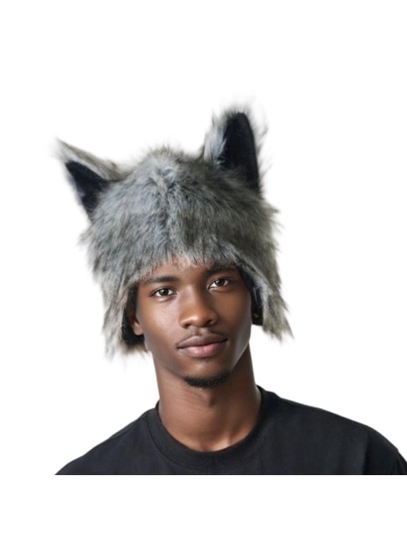 Wolf Ear Hat For Adult Teens Unisex Cosplay Party Warm Plush Earflaps Hat for Winter Activity Masquerade Event Headpiece