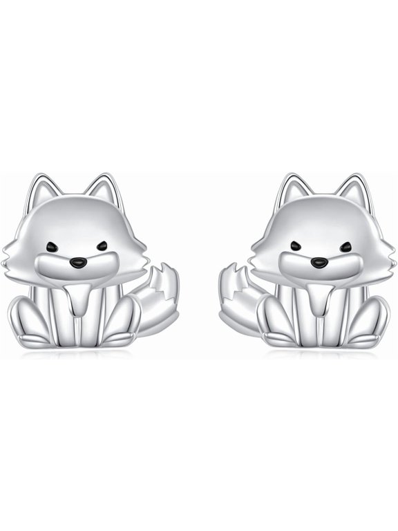 Wolf Earrings for Women Sterling Silver Tiny Animal Stud Earrings Jewelry Gifts for Women