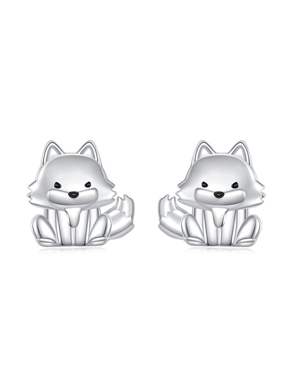 Wolf Earrings for Women Sterling Silver Tiny Animal Stud Earrings Jewelry Gifts for Women