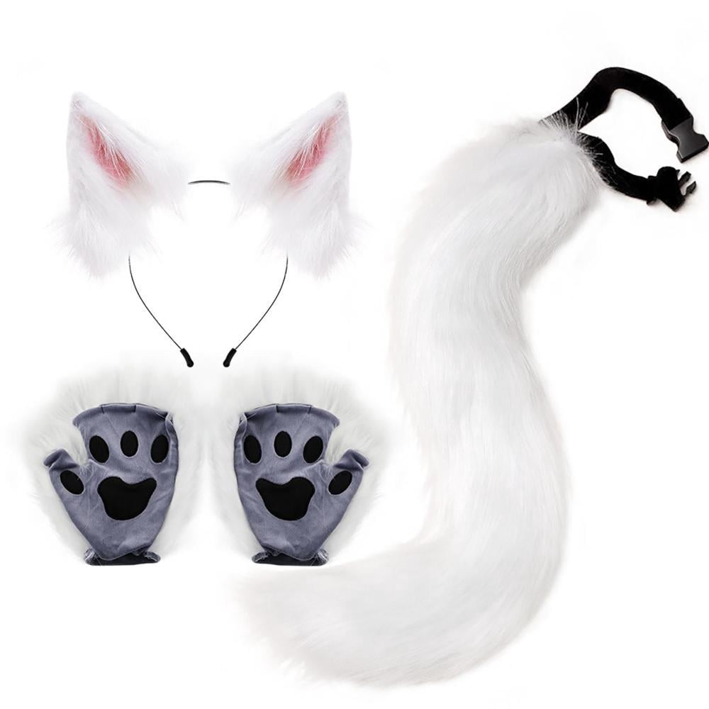 Wolf Ears Tail and Gloves Set Wolf Costume DressUp Halloween