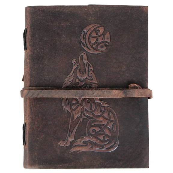 Wolf Embossed Handmade Leather Diary Bound Journal Writing Notebook Notepad Unlined paper Sketchbook Drawing Journal Blank Paper 8 x 6 Inches