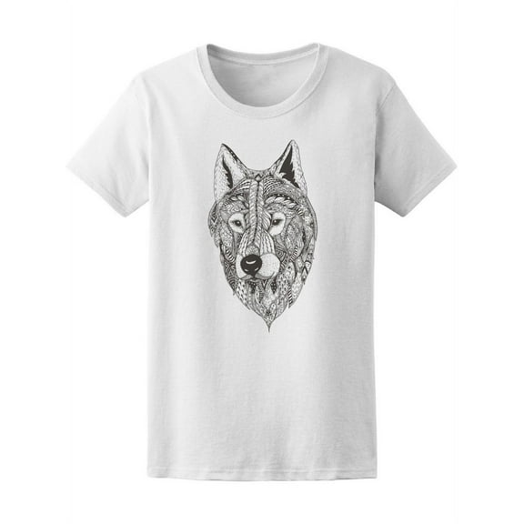 Wolf Ethnic Floral Zendala T-Shirt Women -Image by Shutterstock, Female Medium