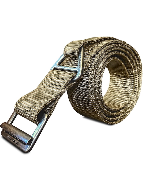 Everyday Nylon Belt 1.75 Inch Durable Adjustable Belt, Tan, Large