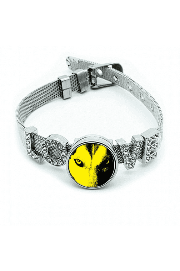 Wolf Eye Art Deco Fashion Bracelet Wristband Crystal Love Adjustable Bangle
