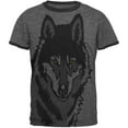 thumbnail image 1 of Wolf Face All Over Heather-Black Men's Ringer T-Shirt - 2X-Large, 1 of 1