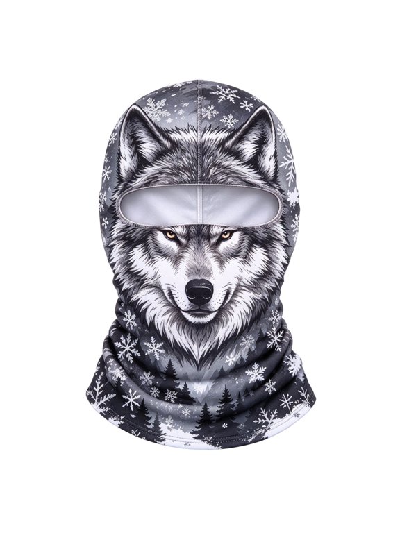 Wolf Face Balaclava Ski Mask Windproof For Winter Outdoor Snowboarding Men Women Warm Full Coverage Animal Print Fun