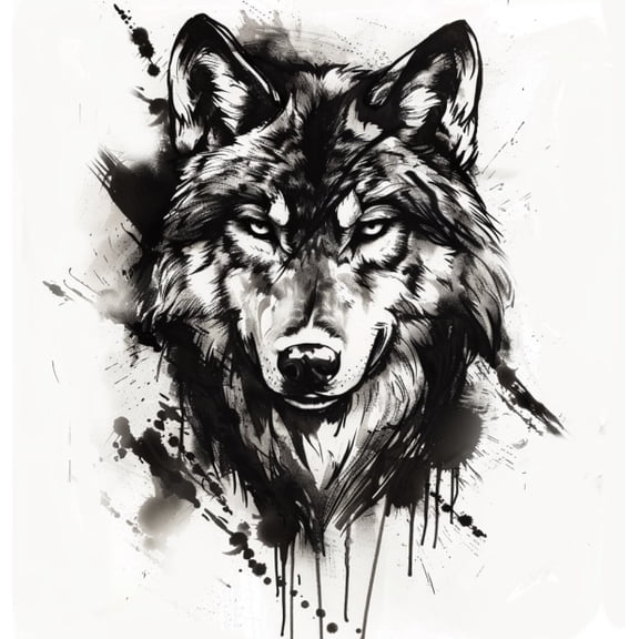 Wolf Face Decal for Cars & Trucks - Premium Black Vinyl Bumper Sticker - Durable Ink Splash Art Design - Waterproof Window Decal for Men & Outdoor Lovers
