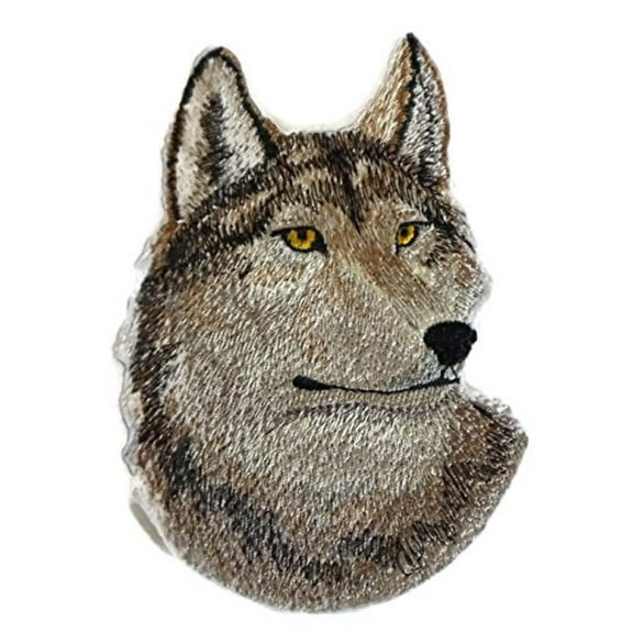 Wolf Face Embroidered Iron on/Sew patch [5.11" X 3.7"]