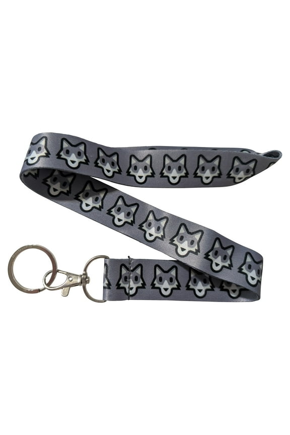 Wolf Face Gray Keychain Lanyard
