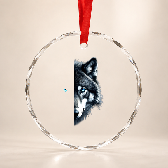 Wolf Face Mindset Inspirational Half Deep Looking Glass Ornament
