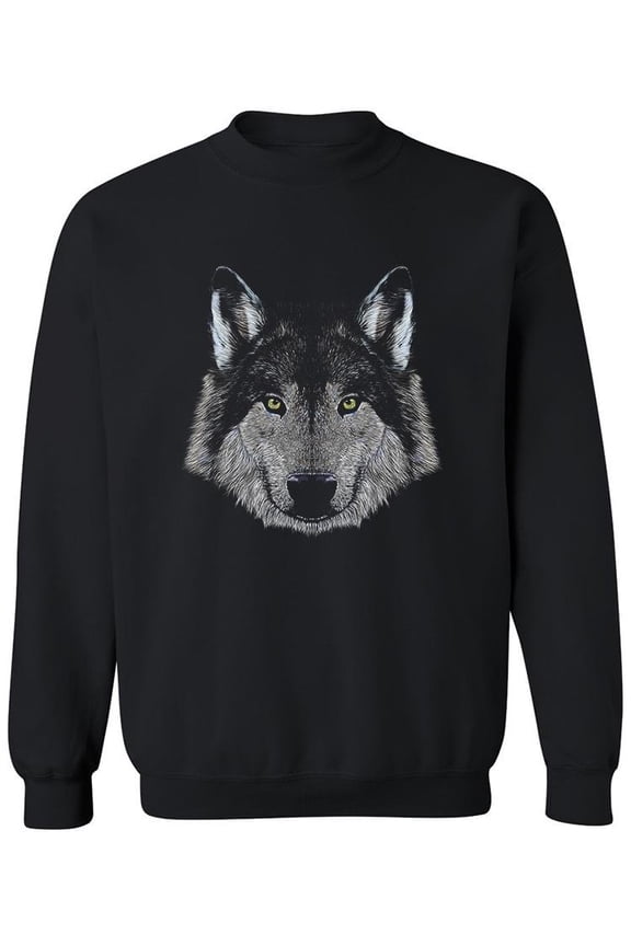 Wolf Face Portrait Sweatshirt Men -SPIdeals Designs, Male XX-Large