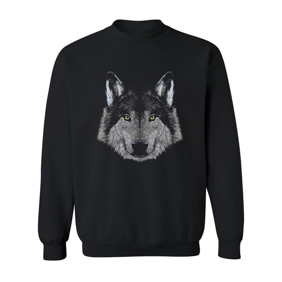 Wolf Face Portrait Sweatshirt Men -SPIdeals Designs, Male x-Large
