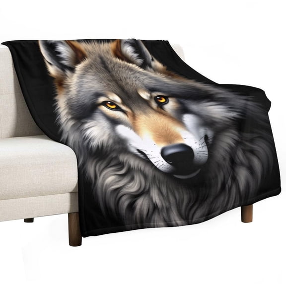 Wolf Face Portrait Throws Blankets for Sofa Bed Winter Plush Warm Blanket Holiday Gifts