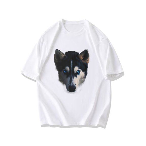 Wolf Face Print Black T-Shirt For Men And Women Casual Wear Outdoor Adventure Fashion Statement Piece