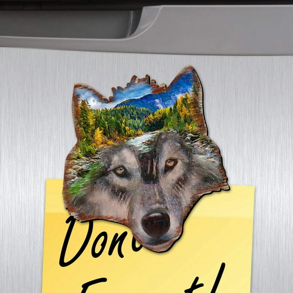 Wolf Face Shaped Refrigerator Magnets Set of 3
